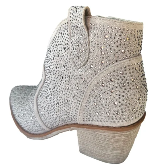 Pierre Dumas Wilder Silver Rhinestone Ankle Boots - Picture 2 of 8
